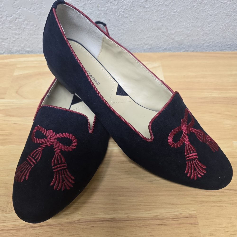 Black and Red Embroidered Women's Loafers